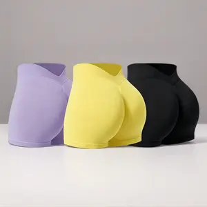 Women's 3 Pairs High Waisted Impact Shorts Butt Lifting Shaping Curve Hugging Compression Sports Workout Running Yoga Shorts seamless gym clothes quality