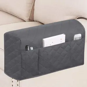 2 Pack  Armrest Covers for Chairs and Sofas Couch Arm Covers for Sofa Armrest Covers with Side Pocket Anti-Slip Furniture Protector Washable Armrest Slipcovers Set of 2, Gray