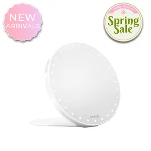 RIKI SUNNY Portable LED Makeup Mirror with Suction Mount Warm & Cool Color Temperature Adjustable 56 LED Lights for Flawless Visibility Travel Ready Design