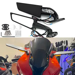 Superbike Wing Mirrors With LED Turn Signal Adjustable Rotating Stealth Mirrors