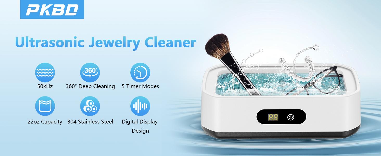 PKBD 2025 Upgrade Large Capacity Ultrasonic Cleaner 50kHz with 5 Modes Timer for Glasses Jewelry Dentures 304 Stainless Steel Tank 40W Engine 650ml Tank PKBD 2025 Upgrade Large Capacity Ultrasonic Cleaner 50kHz with 5 Modes Timer for Glasses Jewelry Dentures 304 Stainless Steel Tank 40W Engine 650ml Tank