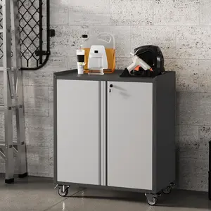 GARVEE Locking Metal Cabinet with Door,  35.43" High Rolling Garage Storage Cabinet with Shelves, Tool Cabinets for Garage, Home, Office