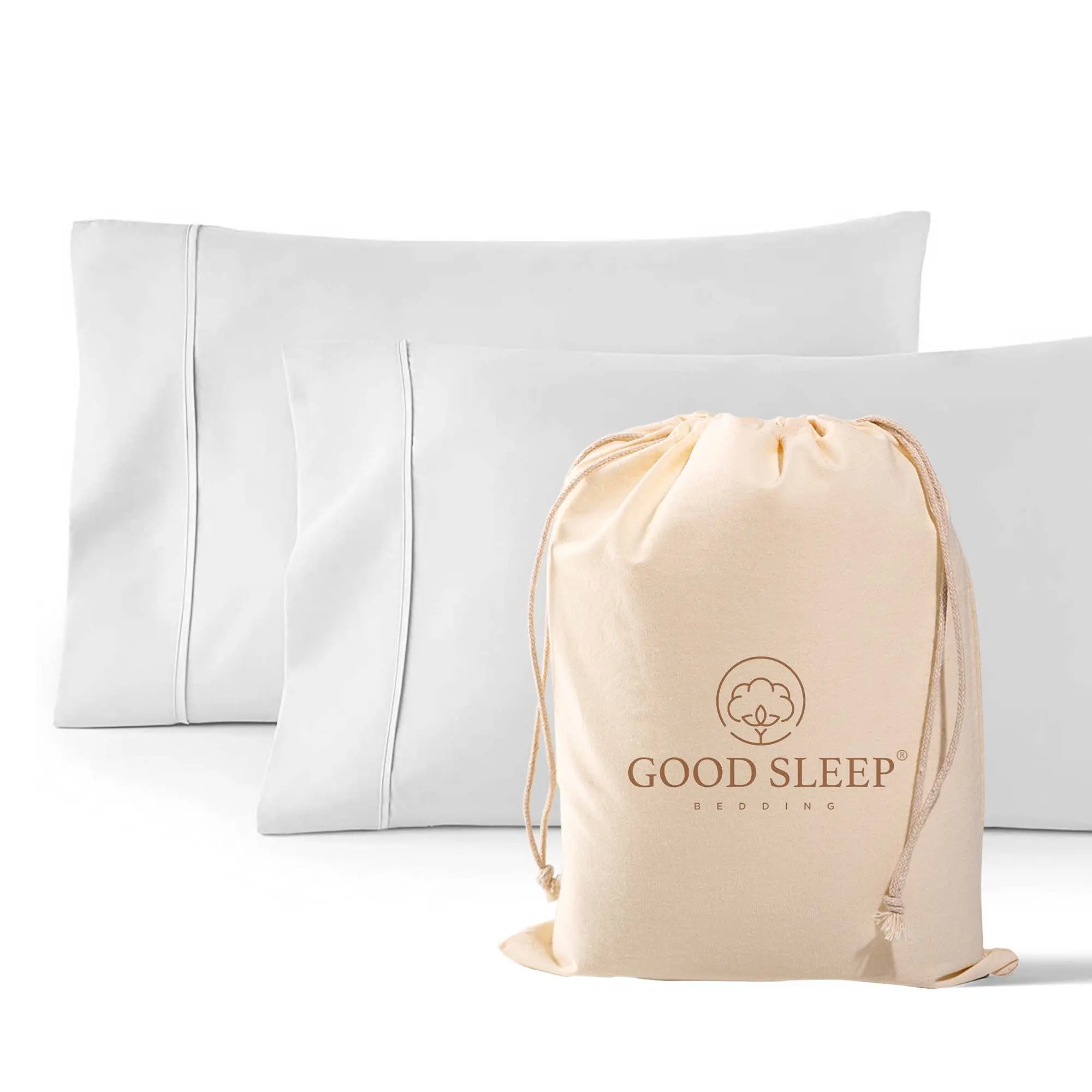 King Size Egyptian Cotton Luxe Sateen Weave Pillowcases - Breathable Fabric, Premium Soft Bedroom Textile Furnishings, Luxury Look, Sateen Finish