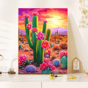 1pc Cactus Diamond Painting Hobby, DIY Needlework Mosaic Embroidery Kit, 30x40cm/11.81x15.75in Home Decoration Gift Set