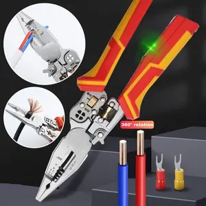 1pc Multi-Function Wire Stripper, 8-In-1 Cable Cutter Tool, Adjustable Stripping Pliers for Cutting, Crimping, Pulling, Coiling, Splitting