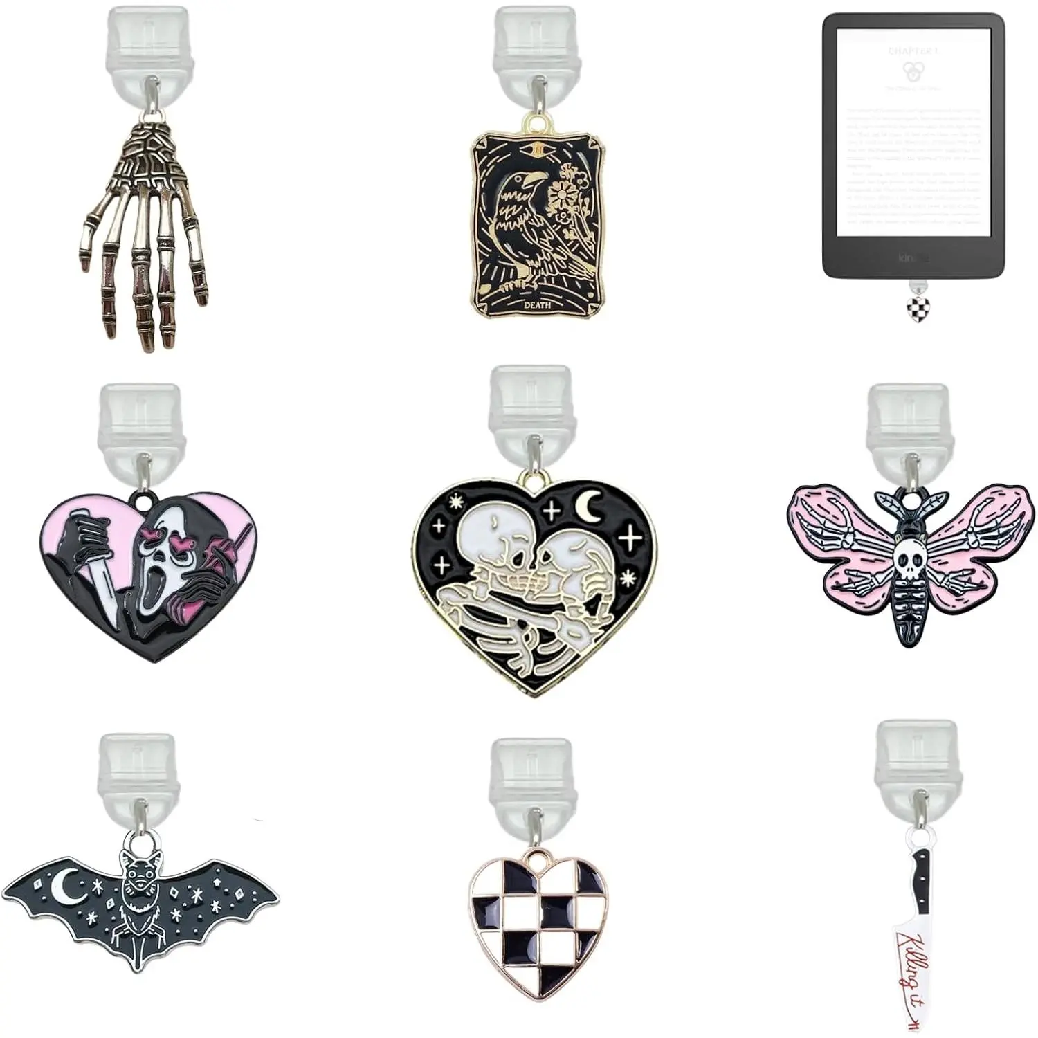 8 count Halloween USB Type-C Dust Plugs,Dark Ghost Bat Design, Compatible with Kindle and Phone  Ports