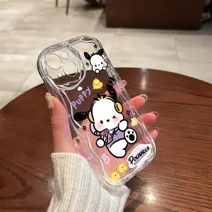 Cute Cartoon Pochacco Music Phone Case for iPhone 16 15 14 13 12 11 Pro Max Mini, Soft Tpu Protective Anti-Drop Back Cover for All Models Accessories