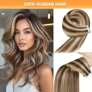 Hot Sell NEW Arrived 1/2/3/4 Pack Tape-In Human Hair Extensions Dark Brown to Blonde Highlights - 18-26 Inch Soft Straight Seamless Hair Extensions for Women, Human Hair, Natural Look & Easy Application, Versatile Styling Options, Highquality Tapeons