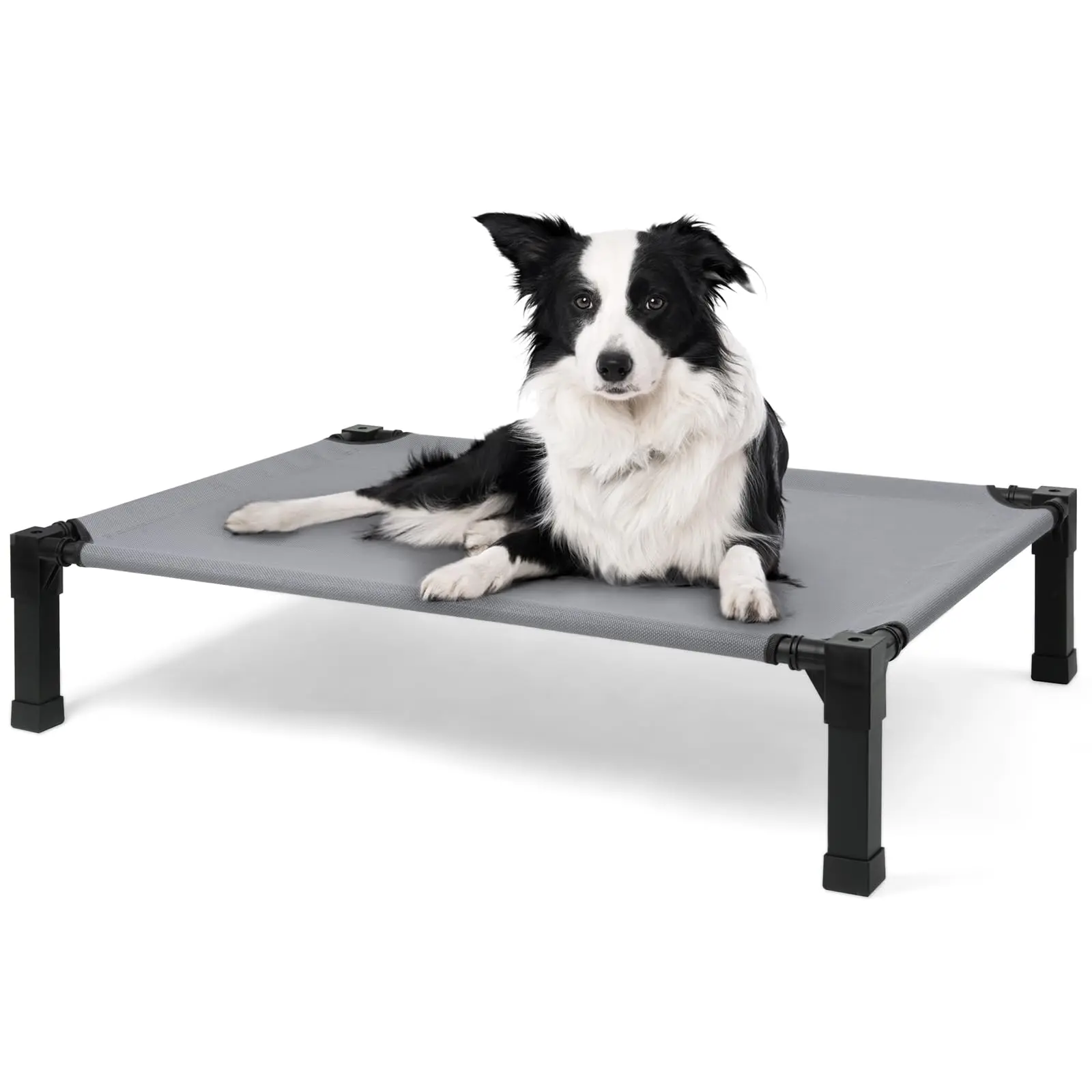 Premium Cooling Elevated Dog Bed - Portable Raised Cot with Snap, Solid Polyester Textilene Mesh, Classic Design, Easy Assembly, Airflow Boost, Temperature Control, Stain Resistant Detachable Washable Mesh & Metal Frame for Outdoor Use