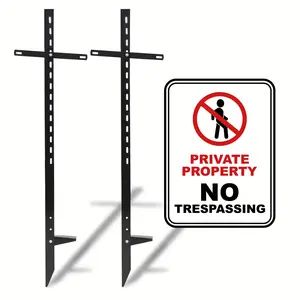 2-Pack Heavy-Duty Metal Garden Display Rack & Yard Sign Stakes - Adjustable Pole Mount for Outdoor Signage, No-Drill Installation, Weather-Resistant for Fence, Road, Parking, Street - Ideal for Businesses & Home Decor, Sign Holder for Outside, Fence Signa