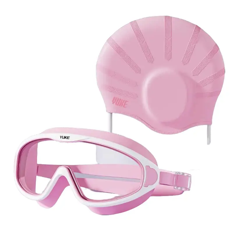 Swim Cap and Goggles Set (2-Piece), Ear-Protective Swim Cap for Braids, Perfect Fit for Long Hair, Swim Hat, Ear Protection
