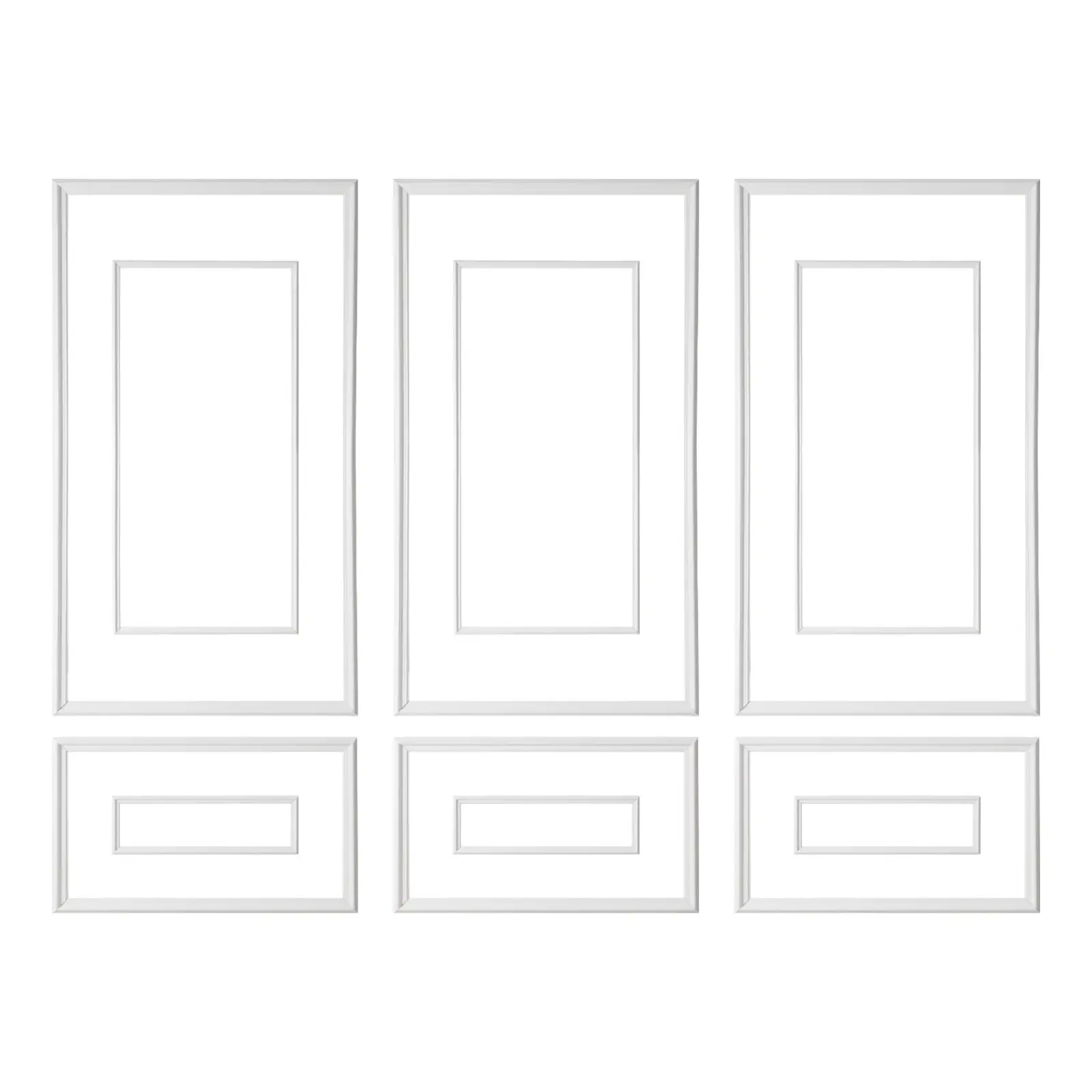 【FathersDayGift】VEVOR Wall Molding 3 Pack, Wainscoting Panels Kit with Dual-Line Wide & Narrow Profile, Lightweight Paintable Polystyrene, Easy to Install Accent Wall Trim for Interior Living Room, Bedroom,White