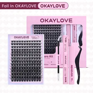 OKAYLOVE Viva Lash Clusters Kit Volume Lash Extension Kit Lightweight Lash Cluster with Waterproof Long-lasting Lash Bond and Seal,Tweezers and Remover for DIY Eyelash at Home Easily,  Makeup Girl Gifts