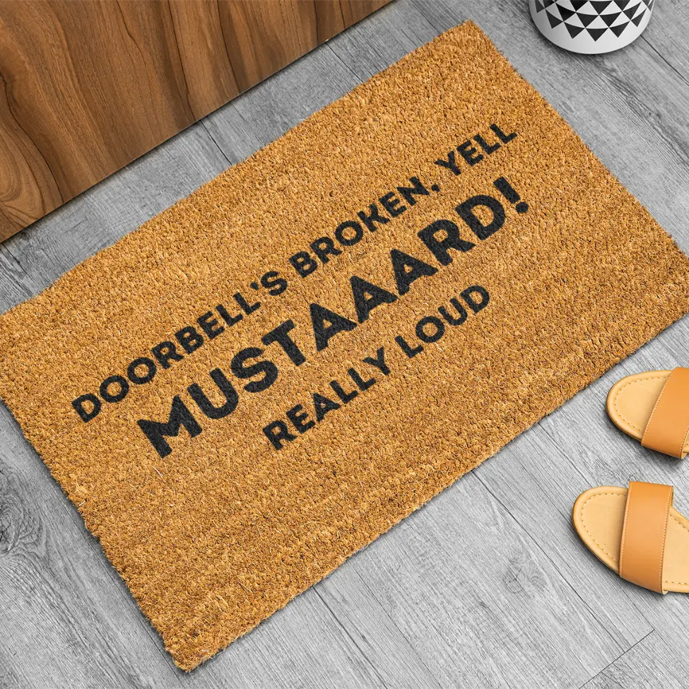 Rustic Funny Quote Print Mustard Yellow Diatomite Stone Door Mat - 1-Piece, Quick-Dry, Non-Slip PVC Backing, Durable, Absorbent, Anti-Shrink, Machine Washable - Indoor/Outdoor Entryway Decor Ideas for Front Door, Farmhouse Porch, One-Piece
