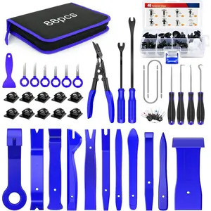 Nilight 88-Piece Nylon Fiber Car Repair Toolkit, Auto Trim Removal Set with Push Pin Bumper Retainers, Fastener Terminal Remover, Adhesive Cable Clips, Car Panel Radio Removal Pliers, Car Repair Tool