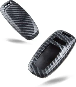 Car Key Cover, Carbon Fiber Protective Key Fob Cover for 3 Button 4 2019 A6 A7 A8L Q8 Car Key Smart Key Shell