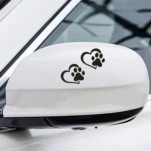 2PCS Cute Cat Paw and Heart Pattern Stickers Personalized Footprint Love Decals Suitable for Car Rearview Mirrors, Makeup Mirrors, Laptops, Luggage. Bottles, Mobile Phones, Motorcycles, Windows, Walls, Universal Heart Paw Car Decals Sticker For Cars