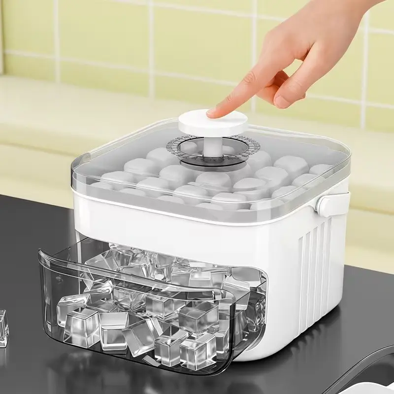 Home Ice Cube Mold Single Piece, Large Capacity, Perfect for Small Refrigerators, Includes Lid, Dual-Layer Storage Container, Ice Molds, Ice Cube Tray