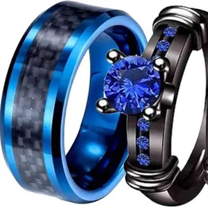 3pcs Matching Rings His and Hers Ring Couple Rings Pruple Cz Womens Wedding Ring Sets Wedding Bands