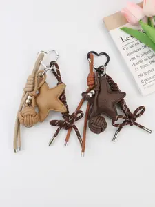 Star Keychain with Versatile Braided Rope, Ball Bag Charm Gift Ready, DIY Friendly Knot Hanging Decoration, Perfect Accessory for Bags