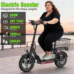 Heavy Electric Scooter for Duty 750W  High-Speed Motor, 500LBS Load Capacity 20 mph, 25-28 mile Range, 14-inch Folding Electric Scooter Dual Disc Brakes, Front and Rear Shock Absorbers, LED Lights E bikes