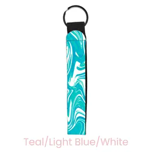 abbyrose Water Marble Wristlet Key Chain Teal/Light Blue/White