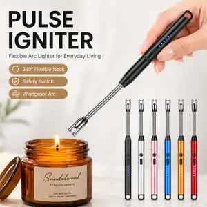 Electric candle lighter, a Valentine's Day gift, suitable for women, mothers, and wives. USB curved rechargeable windproof long lighter, suitable for candles, barbecues, birthdays, and housewarming gifts. camping supplies