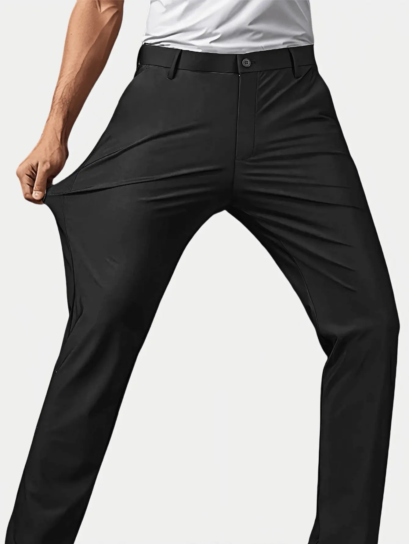 Men's Wrinkle-Free Stretchy Dress Pants, Mid-Rise Straight Fit, 2026 New Arrival, Breathable Stylish, Ideal for Golf, Outdoor, All-Season Masculine Office Commuter Style