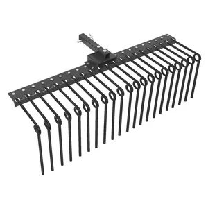 [fathers day gift]Heavy Duty Landscape Rake Attachment – 48 Inch Steel Pine Straw Rake, Wide Cleanup Tool with Spring Tines, 2" Receiver Hitch for Lawn Tractor, ATV, UTV | 48 inches