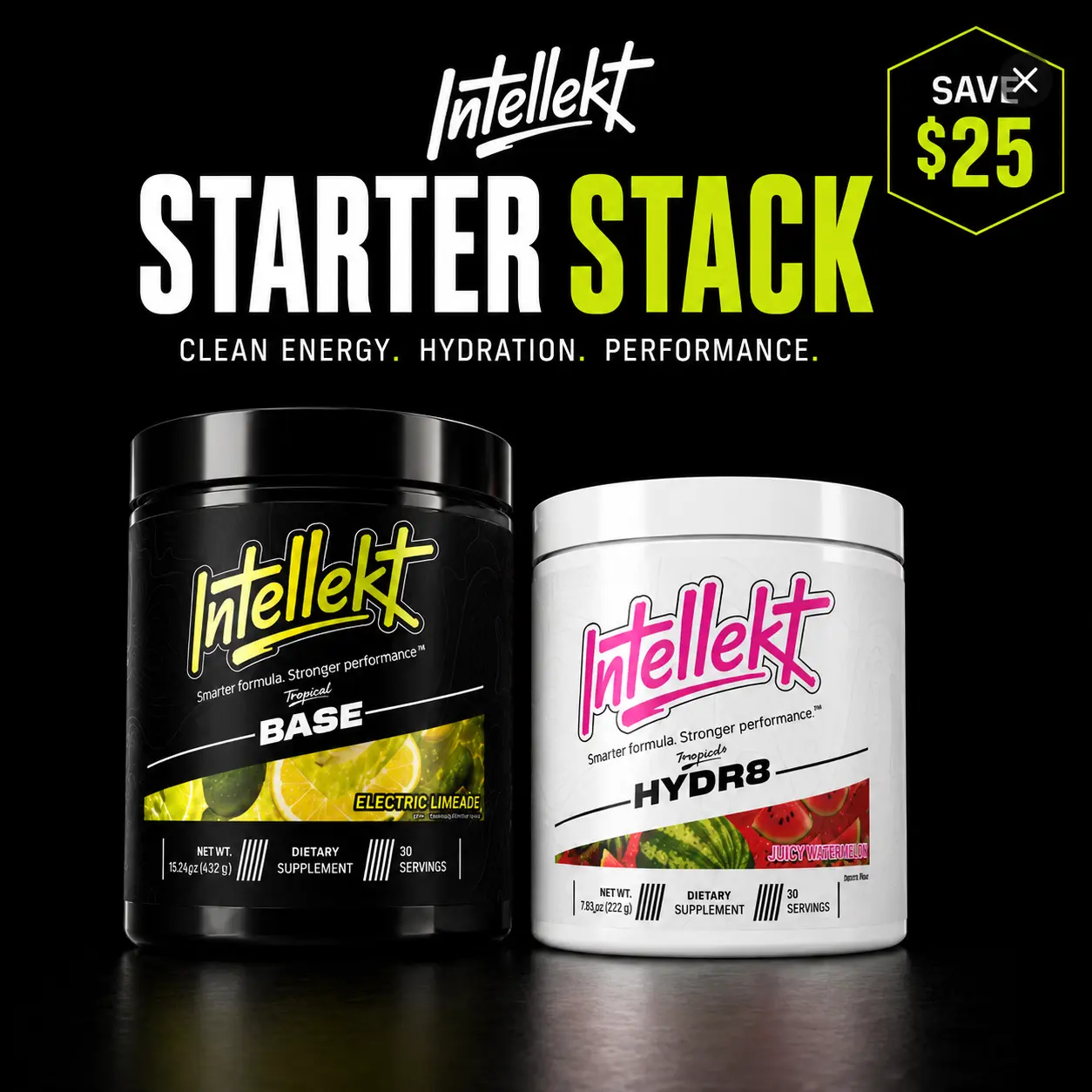 INTELLEKT Starter Stack | Pre Workout Powder & Hydration Bundle