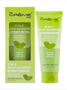 The Creme Shop 2-in-1 Daily Facial Cleanser – Green Tea & Aloe – Hydrating & Soothing Face Wash