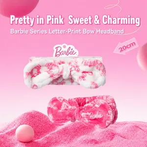 MINISO x Barbie Letter Print Hair Band | Cute Random Color Headband for Skincare, Makeup & Daily Hair Styling