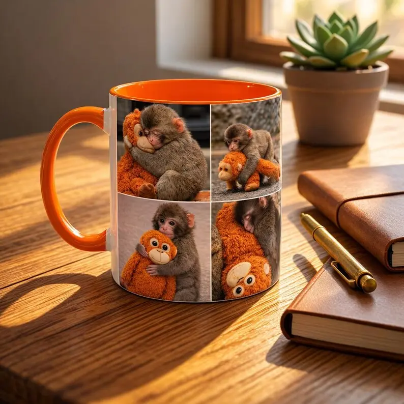 Punch The Monkey Ceramic Mug, Viral Panchi-kun Japanese Macaque Cup ...