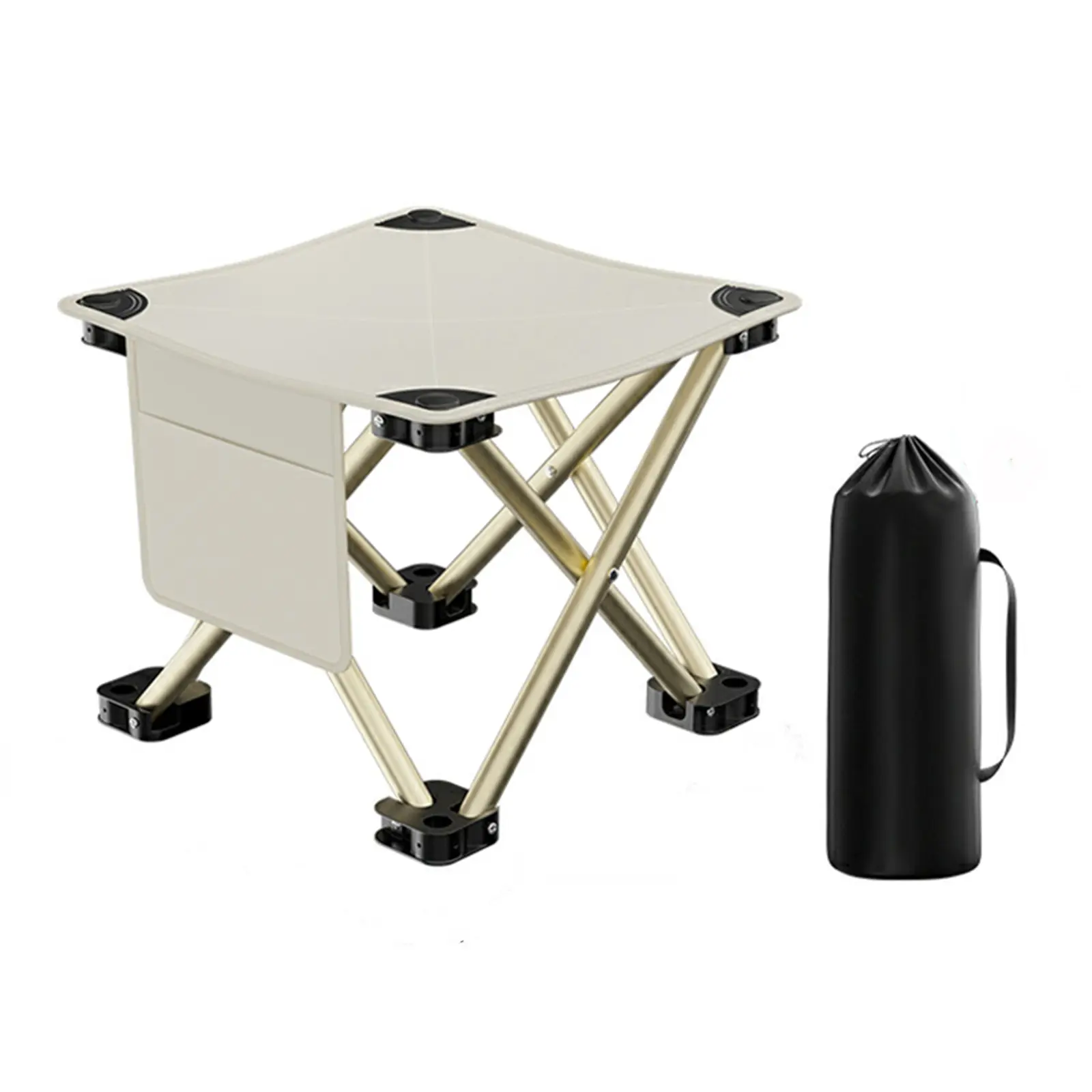 Compact Folding Stool, Portable Camping Chair for Adults with Nonslip Quad Legs, 600D Oxford Fabric Seat for Hiking, Fishing, and Travel, Foldable Seat, Adult Fit, Steel Frame, 12.6" Seat Height