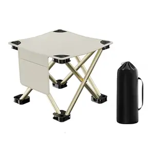 Portable Folding Stool - 12.99-Inch Lightweight Quad-Leg Design Stool for Adults Holds 200 lbs with Carry Bag Perfect for Camping Fishing Hiking & Outdoor Events Black