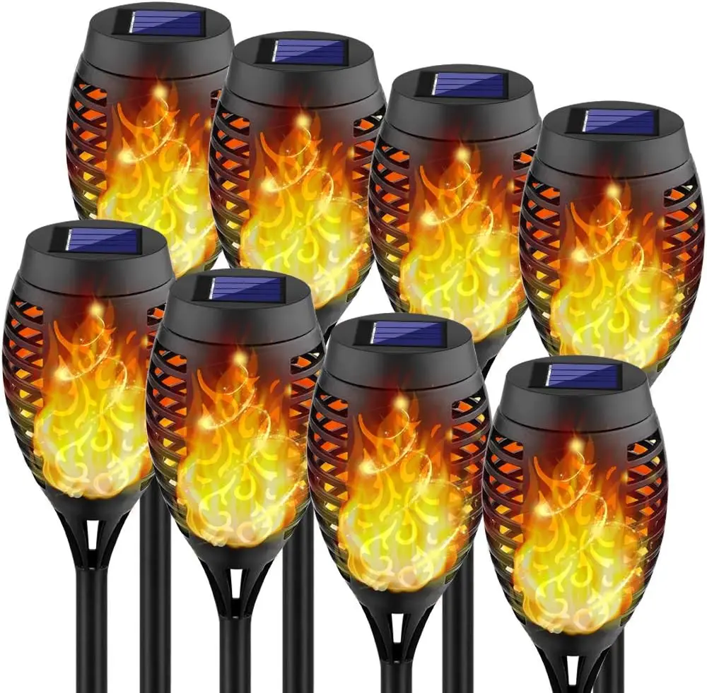 8 Pack Solar Torch Lights with Flickering Flame, Waterproof Outdoor Garden Lights for Yard, Patio, Pathway, Landscape Decor lamp
