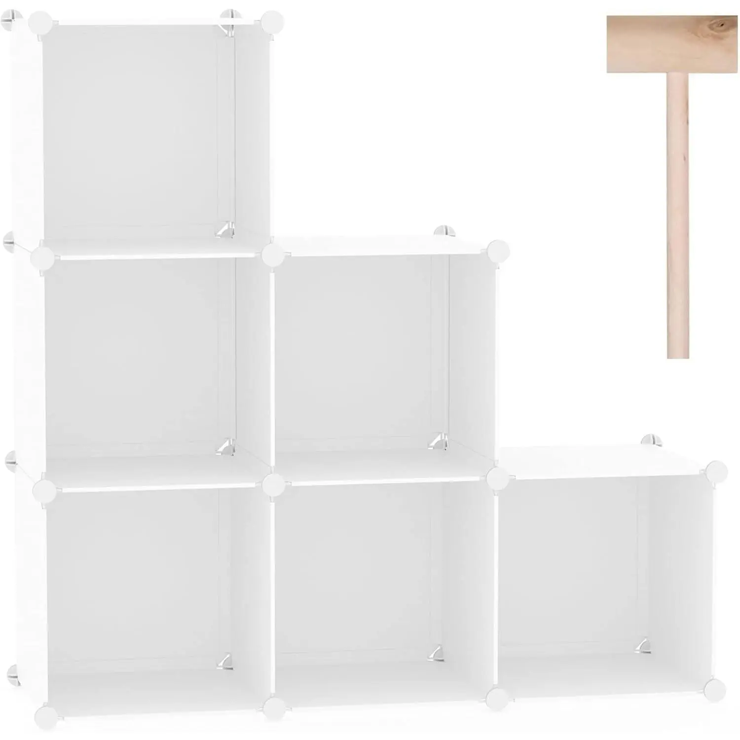6-Cube Storage Organizer, Stackable Storage Cubes Shelves, Portable Bookshelf, Plastic Clothing Storage Closet Organizer, DIY Modular Shelving Units for Wardrobe, Home, Milky