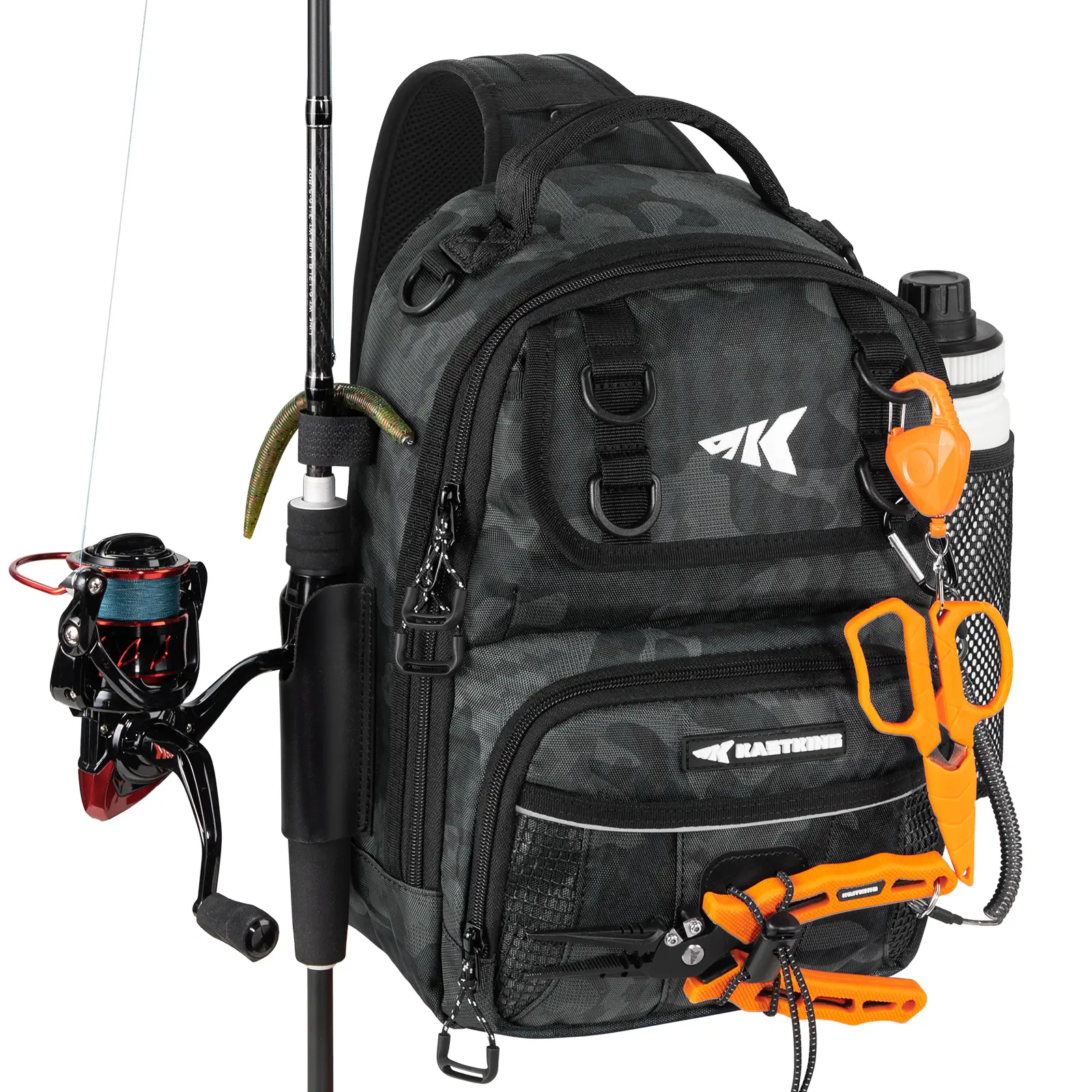 KastKing BaitSpace Fishing Sling Bag, Fishing Backpack with Rod & Beverage Holder, Tackle Bag for Fishing Gear SummerVibes, Outdoor Fishing Supplies, Sport Fishing Accessory