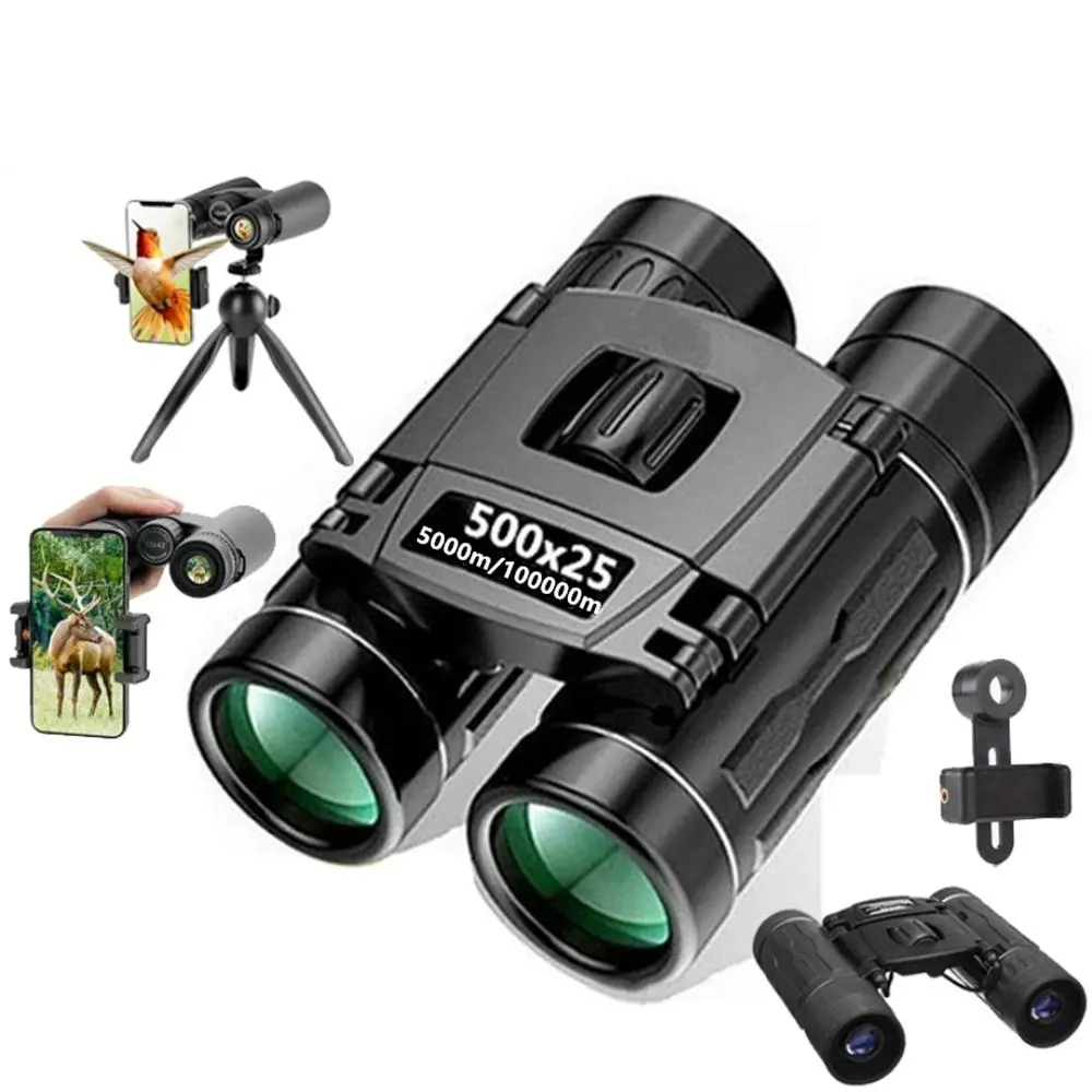 Portable HD Zoom Telescopic Binoculars, High Powered Binoculars, Travel Binoculars, 1 Count 500x25 Binoculars Telescope, Long-distance Vision Telescope for Hunting Outdoor Camping Sports