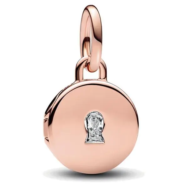 Pandora Openable Engravable Love Locket Dangle Charm 783066C01, 14-Carat Gold-Plated Charm, Cubic Zirconia Jewelry for Women, Love-Safe Symbol, Engraved, 14-Carat Gold Plated Charms & Pendants