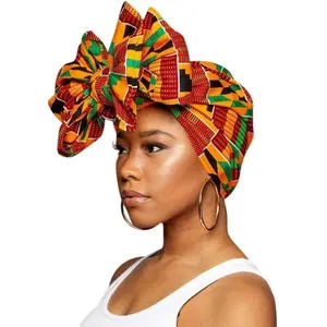 NOVARENA Ankara African Print Soft Headwraps Headband Long Hair Head Wrap Scarf Turban Tie Jersey Knit African Head Wraps for Women 70" x 33" Polyester Microfiber Lightweight Breathable