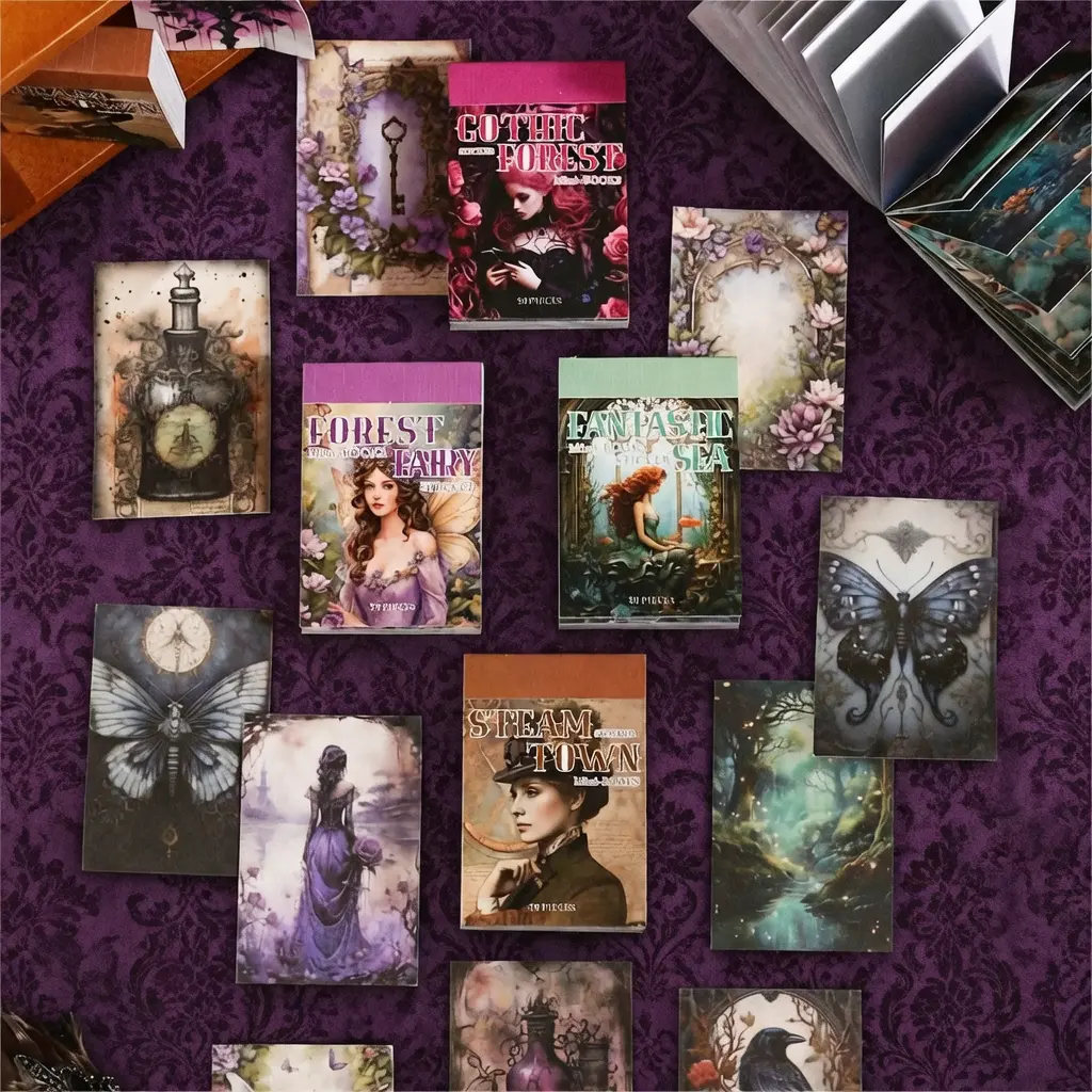 Vintage Fantasy Sticker Set - 50 Sheets, 4 Designs, Aesthetic Sticker Book, DIY Art Supplies for Scrapbooking, Collage Art Journaling