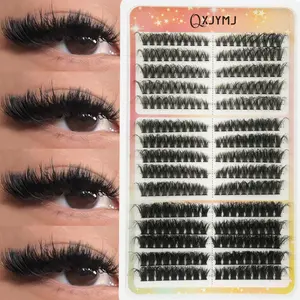 290pcs Natural Voluminous 3D Thick D Curl False Eyelashes, Mixed Styles 40D+60D+80D, Dense Fluffy, Fluffy Cluster Lashes, Daily Makeup, Individual Lashes, Cosmetic