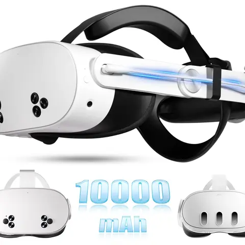 10000mAh Portable Wireless Headstrap Battery for Meta Quest 3/3S & Oculus Quest 3 - 18W Power Adapter, Adjustable Retractable Replacement Elite Strap, 2.5 Hours Charging, +4H Play Boost, Enhanced Support, Sponge Design, Enhanced VR Experience