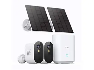 Aosu Solar Wireless Outdoor Security Camera System, 3MP HD, Full Color Night Vision, 2.4 GHz, 365-Day Battery Life, 166° Wide View, Spotlight & Sound Alarm, 32gb Local Storage, Work with Alexa & Google Assistant, No Monthly Fees