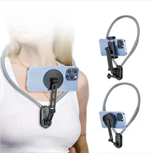 Metal Magnetic Neck Mount Cellphone Holder - Universal Portable Hands-Free Smartphone Stand, Anti-Shake Chest-Fixed Bracket for Sports, Mobile Phone Accessories, Tech Accessories
