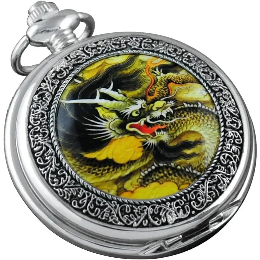Quartz Beautiful Peony Bird Enamel Painting Steampunk  Pocket Watches in Box