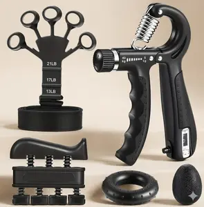 5-Pack Grip Trainers, Including Forearm Strengtheners, Finger Trainers, Mechanical Counting Grips, Grip Balls, Hand Grippers, Strengthening Devices for Strength Training, Grip Improvement and Hand Exercises Callus adjustable  Durable grip accessory  grip