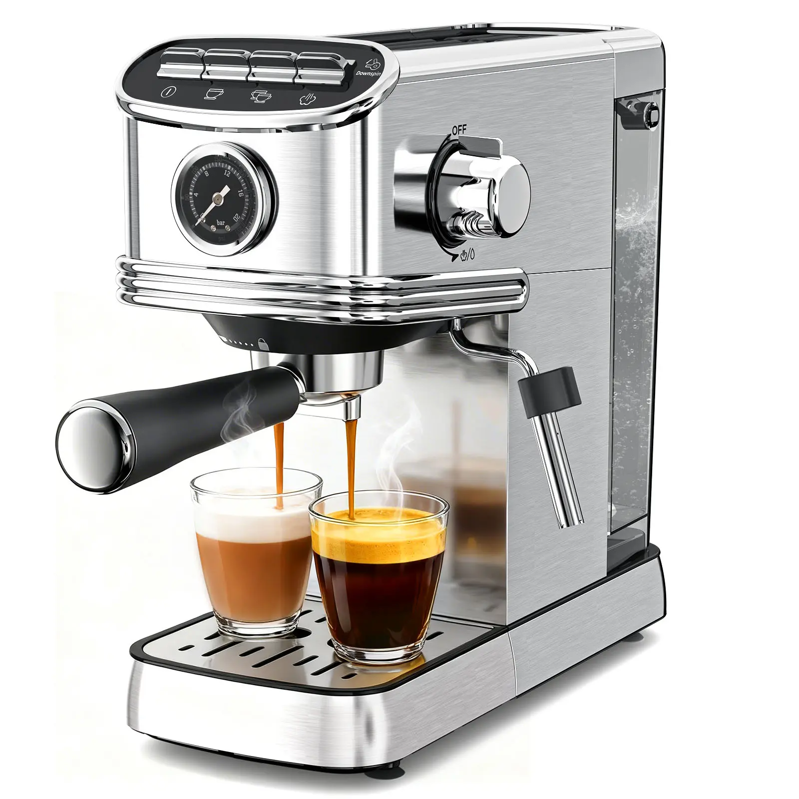Electactic Espresso Machine 20 Bar, Semi-Automatic Coffee Maker with Milk Frother Steam Wand, Made With Two Cups With Cleaning Tools