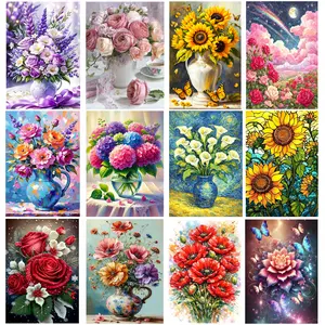 5D Diamond Painting Kit Flowers Series Full Drill DIY Diamond Art Home Wall Decor 30x40 cm/11.81x15.75 inch